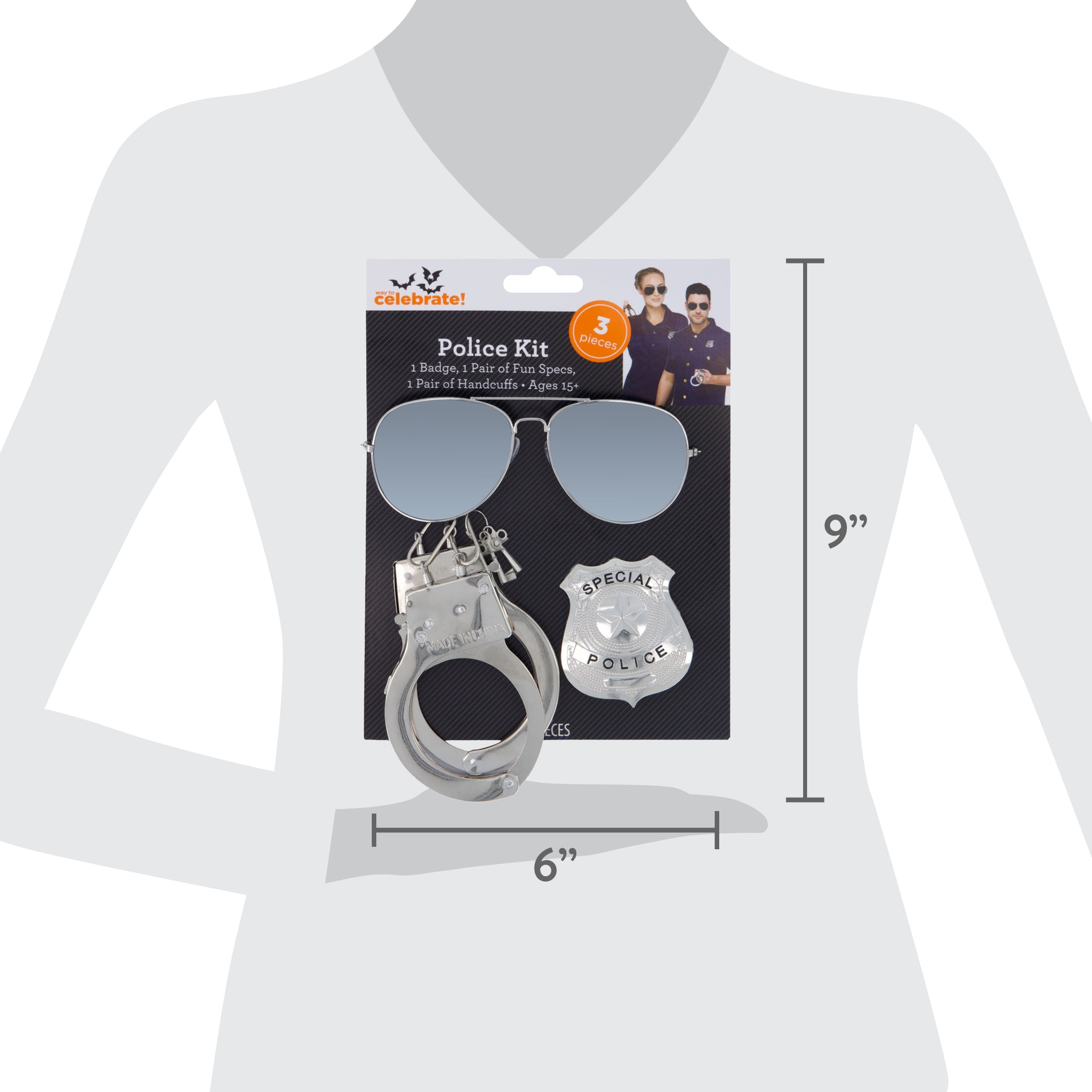 Police Costume Accessory Kit for Adults, Multicolor, 3 Pieces, Halloween by Way To Celebrate