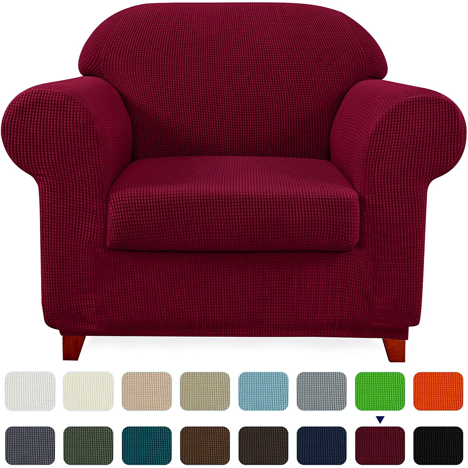 Subrtex Stretch Sofa Slipcover 2-Piece Non-slip Soft Fitted Sofa Couch ...