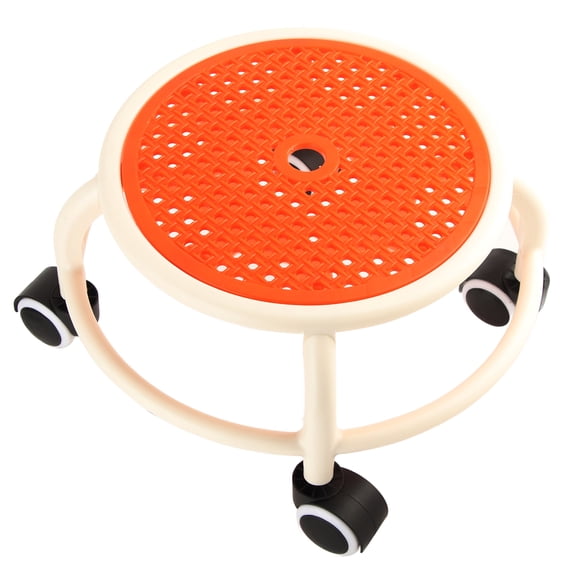 Rolling Low Stool with Universal Wheels, RollerLow RollerWheel Stool Chair PU Leather Rolling Stool Seats, Round Rolling Low Stool Protect Your Knees for Home