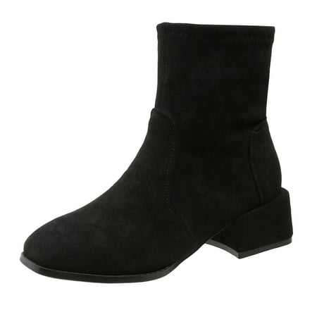 

Dyfzdhu Autumn Winter Low Tube Set Foot Women Shoes Low Tube Set Foot Women Mid Heel Plus Short Square Boots For Women