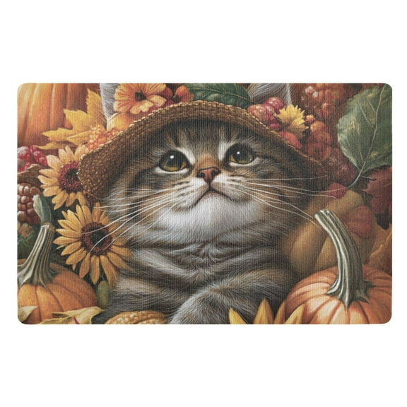Cute Fall Cat Floor Door Mat Outdoor Indoor for Home Entrance Welcome Mats 32"x20"