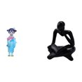 thumbnail image 1 of Figura de geisha japonesa abstracta, adorno de resina, estatua coleccionable con diseño hueco pintado a mano, ideal para dormitorio, sala de estar u o, 1 of 8