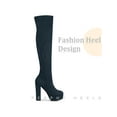 thumbnail image 3 of BLISSFUL STEP Women's Boots Platform Block Heel Over the Knee Thigh High Boots Navy Blue 9, 3 of 5