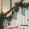 thumbnail image 2 of Uutvmp 16.8Inch Large Knit Christmas Stockings with Poms, Bulk Stripe Personalized Knitted Dog Paw, Christmas Stocking Rustic Fireplace Xmas Tree Decorations Holiday Party Decor, Green, 2 of 6