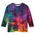 thumbnail image 3 of ZTKWD Shirts for Boys Girls Kids Tops 3/4 Sleeve Starry Sky Galaxy Print 6-16 Years, 3 of 3