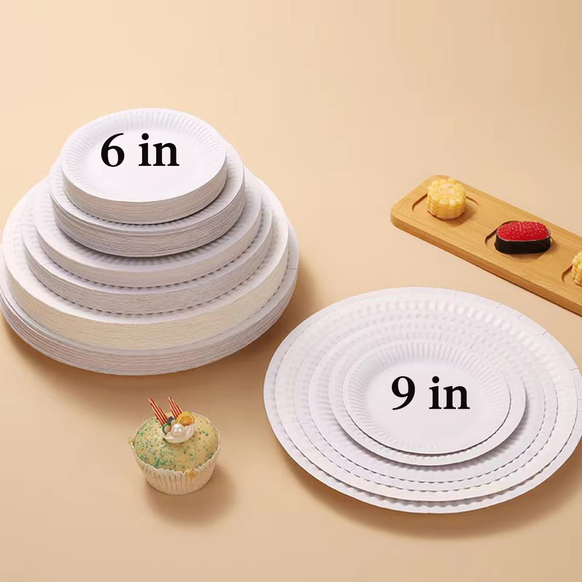  Paper Plates 9 Inch Bulk Paper Plates, White Paper Party Plates, Uncoated Disposable Microwavable Paper Plates, Microwave Safe Dishes For  Everyday Dinner Picnic BBQ Party Event Crafts