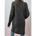 thumbnail image 4 of Women'S Autumn and Winter Long Sleeve Cardigan Sweater Cable Knit Front Button Long Coat Dark Gray L, 4 of 7