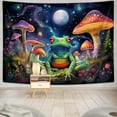 thumbnail image 3 of JAWO Trippy Frog Mushroom Tapestry, Cool Hippie Colorful Space Galaxy Tapestry Aesthetic Wall Hanging for Bedroom, Fantasy Tapestries Poster Blanket College Dorm Home Decor 80X60inches, 3 of 4