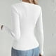 thumbnail image 4 of Suéter de cuello en V para mujer, blusa de poliéster de manga larga, color liso y moderno., 4 of 4