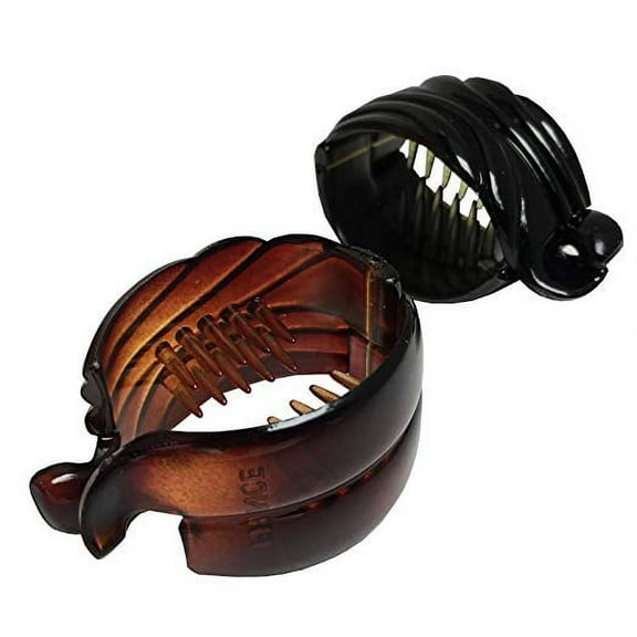 Parcelona French Snapper Small Set of 2 Shell N Black Celluloid Fish Banana Clip