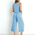 thumbnail image 5 of Sleeveless Linen Sets for Women Resort Casual Travel Vacation Outfits Women's Summer 2 Piece Outfits Sleeveless Tank Tops and Wide Leg Capris Pants Two Piece Matching Sets, 5 of 9