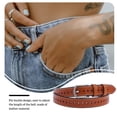 thumbnail image 4 of Minnieouse Cinturón de mujer verano portátil Color sólido Pin hebilla longitud ajustable pantalones vaqueros pantalones niñas cinturones de cuero Cinturones Marrón Minnieouse  AP010437-05B, 4 of 6