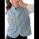 thumbnail image 3 of Chaleco de Cuadros para Mujer, Sin Mangas, de Forro , de Invierno, con Cuello Alto, Cremallera y Bolsillo en el Pecho. Azul L, 3 of 9