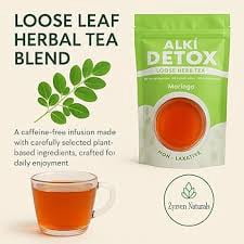 Zyzven Naturals Alki Detox with Moringa – 80g Loose Leaf Herbal Tea | Botanical Detox Blend with Moringa, Dandelion Root, Nettle, Burdock, Ginger & Turmeric | Natural Daily Wellness Tea