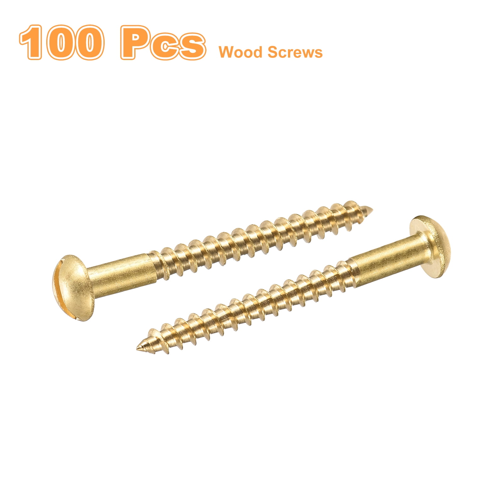 Wood Screws M4 x 40mm Slotted Round Head Copper Self-Tapping Screw 100 Pcs
