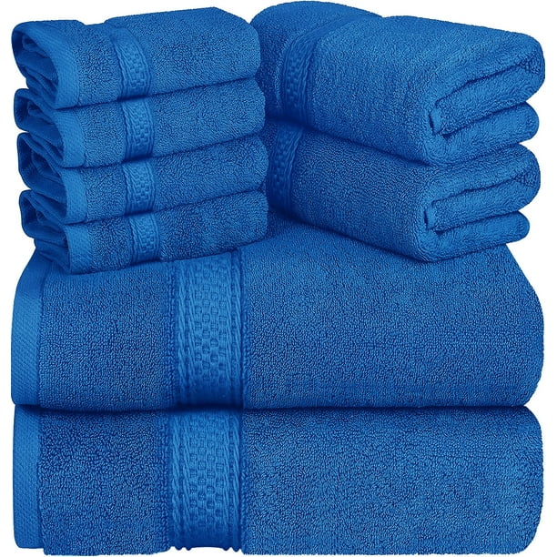 Asiatique Linen Luxury 8 Piece Electric Blue Bath Towels Set 650
