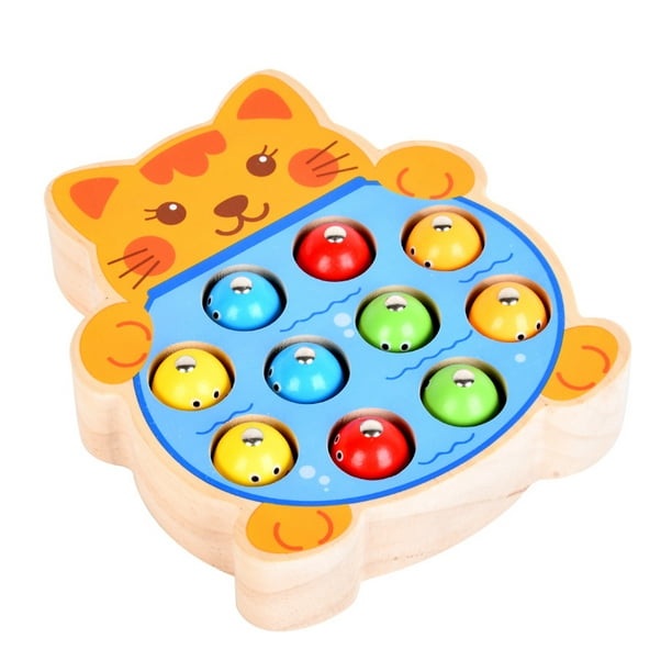 Junsice Wooden Toys Magnetic Fishing Game, Kids Games 2 Year Old Wooden Magnetic Fishing Game, Montessori Wooden Baby Puzzle Games For Babies Developm