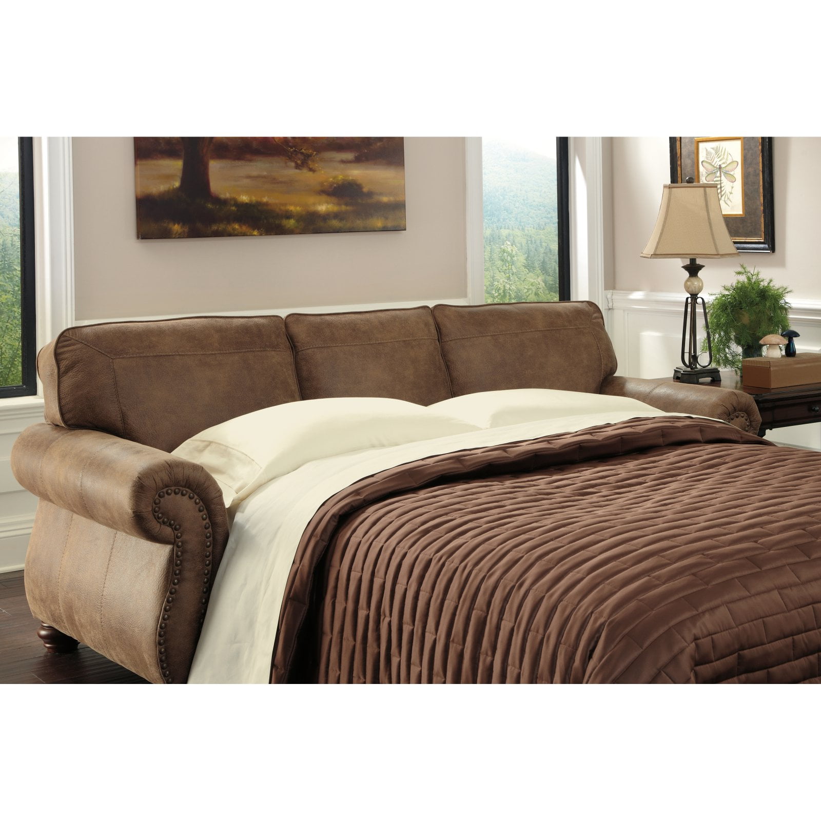 Signature Design By Ashley Larkinhurst Queen Pullout Sofa Bed Brown