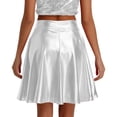 thumbnail image 3 of Wutalume Sexy High Waisted Pleated Performance Skirt for Women, Stage Dance Skirt with Full Flare, Sequined Detail for Shows and Parties,Silver L, 3 of 3