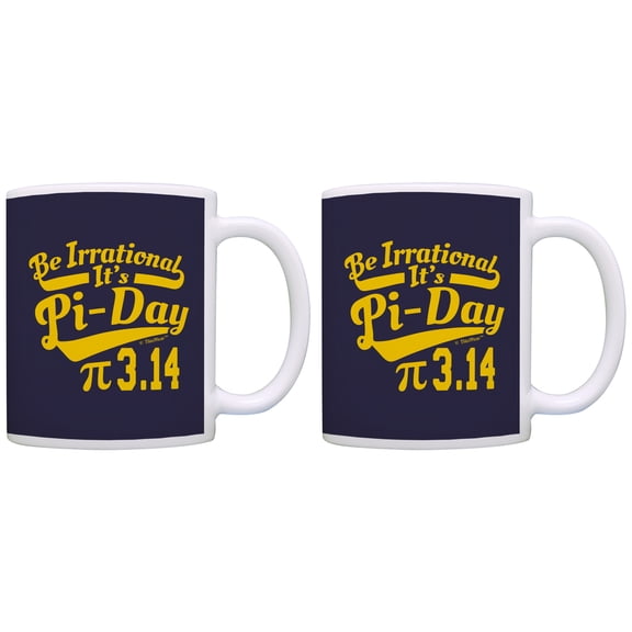 ThisWear Pi Day Mug Be Irrational It's Pi Day Collegiate Pi Funny Math Gifts Math Geek Science STEM 11 ounce 2 Pack Coffee Mugs Navy