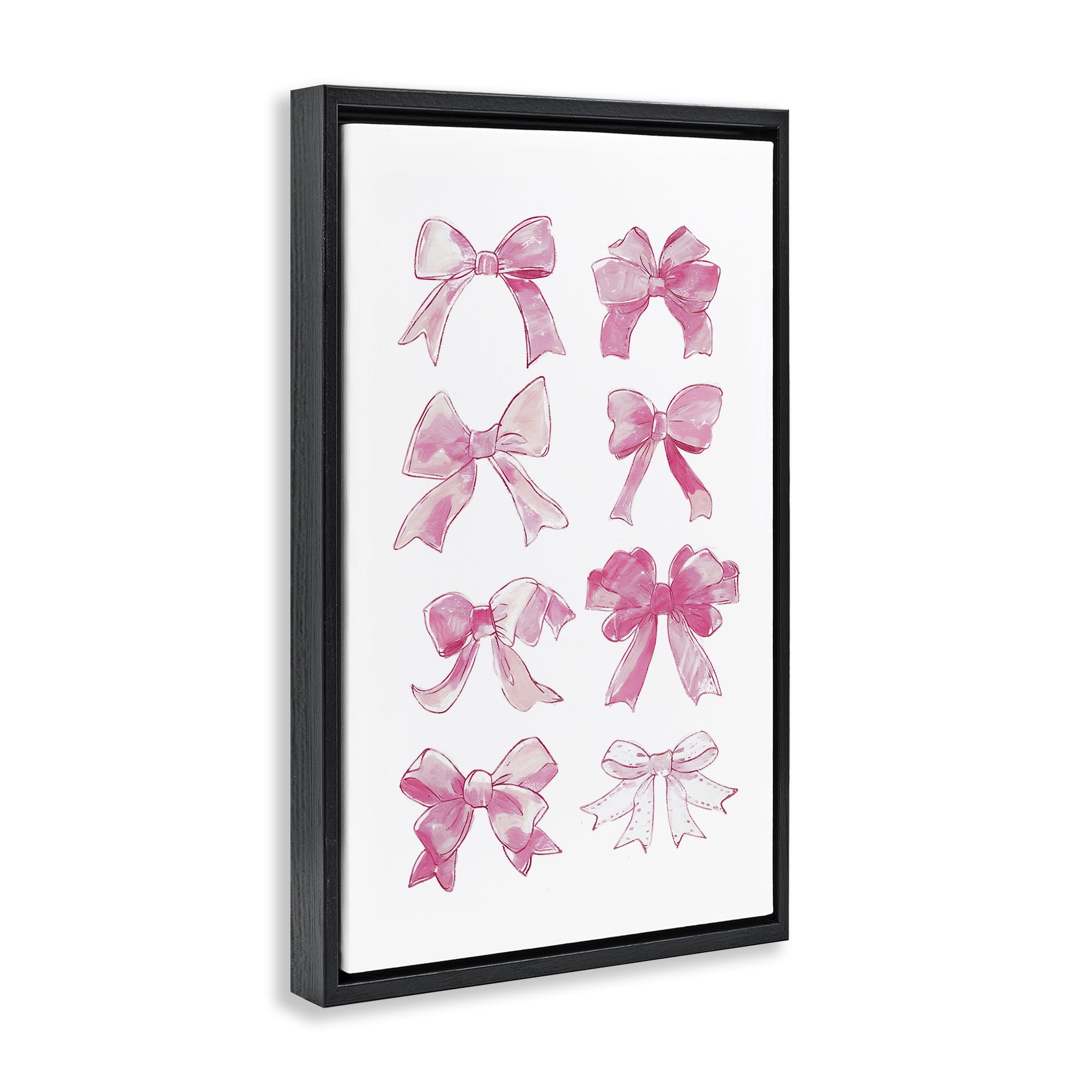 Stupell Industries Rows Of Pink Bows Beauty & Fashion Painting Black Floater Framed Art Print Wall Art, 21 x 31