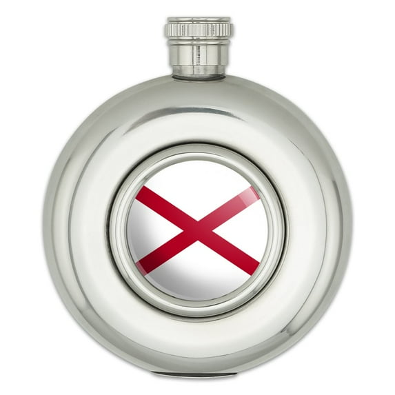 Alabama State Flag Round Stainless Steel 5oz Hip Drink Flask