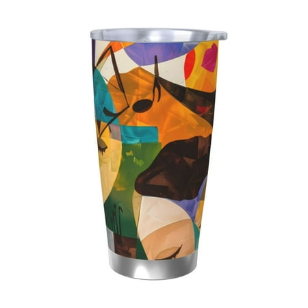

Fuzoiu Abstract Musical Faces Print 20oz Tumbler Stainless Steel Vacuum Insulated Car Cup Insulated Coffee Mug Travel Mug with Lid Thermal Cup for Outdoor-Without Straw