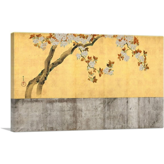 ARTCANVAS Blossoming Cherry Trees Canvas Art Print by Sakai Hoitsu - Size: 26" x 18" (0.75" Deep)