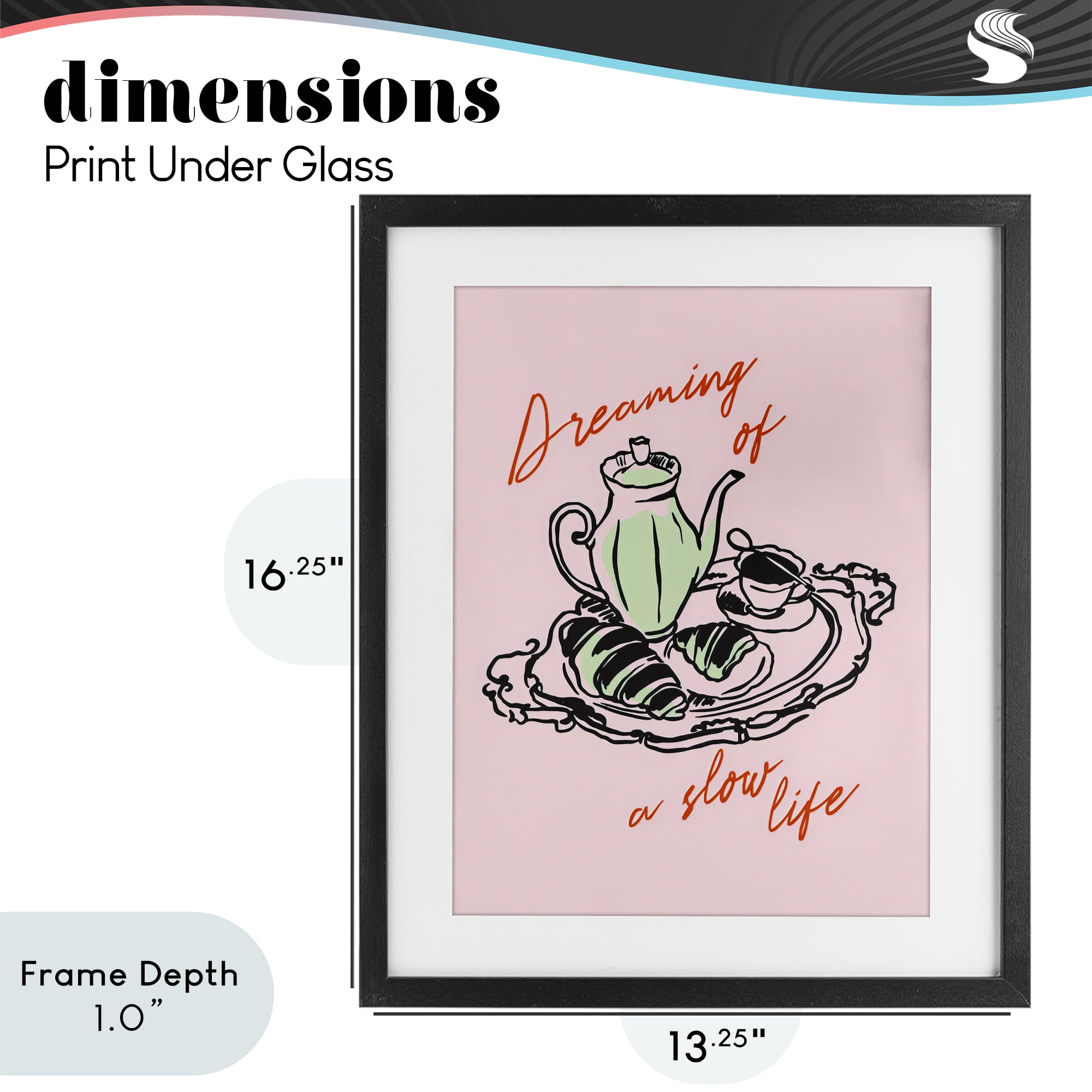 Stupell Industries Slow Life Tea Platter Black Framed Print Under Glass, design by The Prints Vibe
