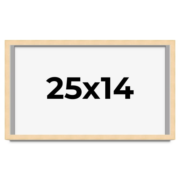 25x14 Frame Natural Wood Picture Frame | 0.75 Inch Moulding Width | with UV Acrylic Plexiglass,