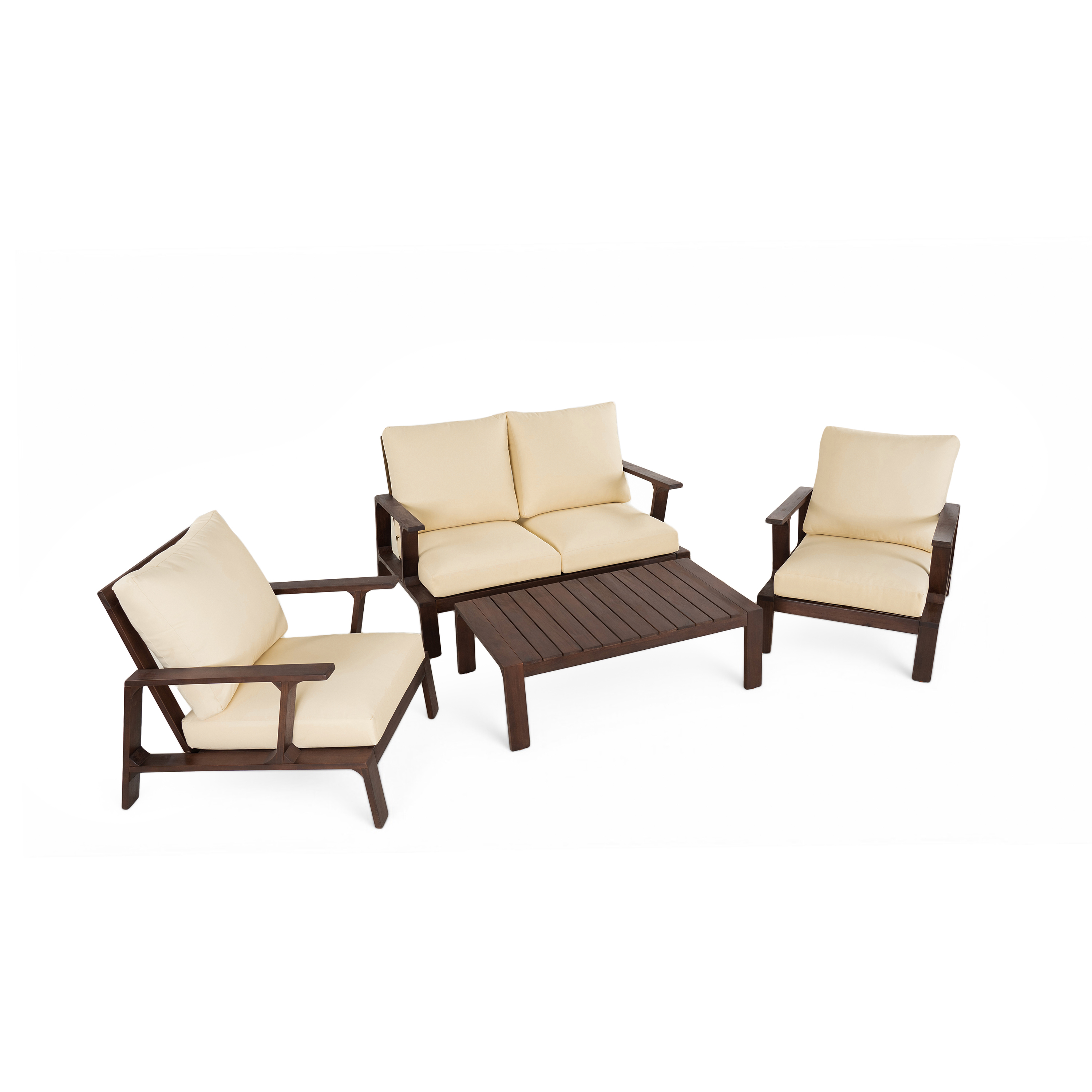 EUROCO 4 Pieces Outdoor Sofa Set 4-person Patio Seating Group Outdoor Conversation Set with Cushions and a Coffee Table for Patios, Gardens, or Balcony