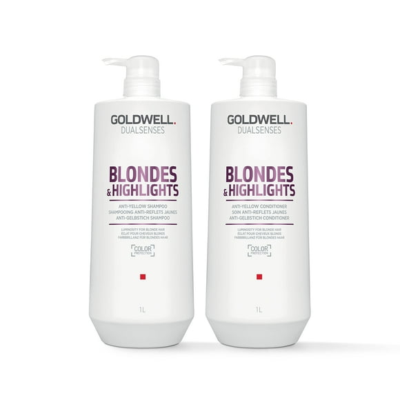 Goldwell Dualsenses Blondes & Highlights Anti-Yellow Shampoo and Conditioner Liter Bundle