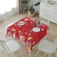 thumbnail image 6 of Red Snowflake Christmas Table Cloth Waterproof Tablecloths, Xmas Snowflake Winter Modern Art Tablecloth Dining Table Cover for Kitchen Party Tabletop Outdoor, Square Tablecloth 54x54 Inch, 6 of 9