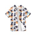 thumbnail image 4 of Abcomgle Hawaii Shirts for Boys Button Down Short Sleeve Funny Hawaiian Shirt Summer Palm Tree Print Holiday Spring Shirts for Boys,Dark Blue,9-10Years, 4 of 5