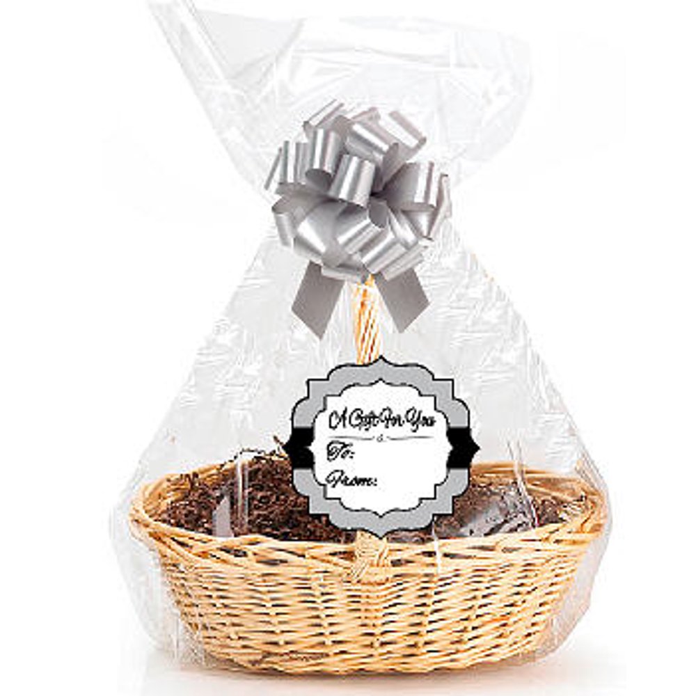 Silver 2Pack Designer Cello Bags / Tags / Bows Cellophane Jumbo Gift