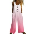 thumbnail image 2 of FNFYFH Gradient Wide Leg Jumpsuit for Women Summer Romper Flowy Pants Comfy Sleeveless Button Down Baggy Overalls, 2 of 6