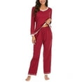 thumbnail image 4 of Avamo Womens Stripe Pajama Set Long Sleeve Top and Pants Sleepwear Loungewear Pjs Sets Nightwear, 4 of 5