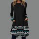 thumbnail image 2 of Vestido de pachwork estampado suelto con cuello redondo de manga larga informal para mujer a la moda Pompotops hdfakjf1389, 2 of 5