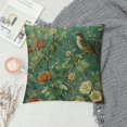 thumbnail image 2 of PRATYUS Green Chinoiserie Pillow Cover Vintage Bird Flower Throw Pillow Covers Farmhouse Floral Decorative Pillowcase Outdoor Square Cushion Cover for Couch Sofa Bedroom Decor 12x12in, 2 of 5