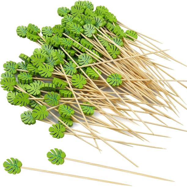 100 Piezas Palos de Cóctel,Palillos para Aperitivos 12cm Pinchos Comida de Dedo Palillos de Cóctel Brochetas de Bambú para Adecuado para Bar, Fiestas y Cumpleaños, Fiesta de Fruta