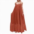 thumbnail image 1 of NIEWTR Robe d'Été Ample pour Femme, Robe de Plage d'Été à Col en V Sans Manches, Décontractée et Fluide, Maxi (Brun, 2TG), 1 of 6