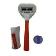 thumbnail image 3 of Flamingo 5-Blade Razors for Women - 1 Razor Handle + 1 Exfoliating Mitt + 1 Shower Holder - Papaya, 3 of 6