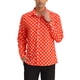 thumbnail image 1 of Camisa de vestir de botones de manga larga para hombre INSPIRE CHIC con estampado de lunares, color rojo, 1 of 7