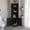 Black + Particle Board, variant on Corner Linen Cabinet with Doors and Shelves, 63 Inch Tall Bathroom Storage Cabinet, Black Particle Board for Small Space