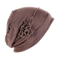 thumbnail image 4 of TODOZO African Turban Hats for Women Cancer Chemo Head Knot Headwraps Pre-Tied Twisted Head Beanie Cover Women Splicing Model Hat Beading Hat Muslim Ruffle Cancer Chemo Hat Wrap Cap Khaki S, 4 of 5
