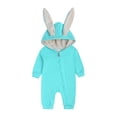 thumbnail image 2 of UACY Baby Cute Bunny Ear Onesie Jumpsuit Fuzzy Warm Fleece Sherpa Bed Romper Animal Zip up Furry Warm Fall Winter Outfit (Sky Blue, 3-6 Months), 2 of 5
