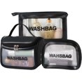 thumbnail image 1 of Cosmetiquera Transparente de 3 Piezas, Bolsa de Baño para Viaje para Mujer, Bolso de Tocador Translúcido Impermeable, Bolsa Neceser Viaje Maquillaje, Cosmetiquera para Maquillaje de Viajes (Negro), 1 of 4