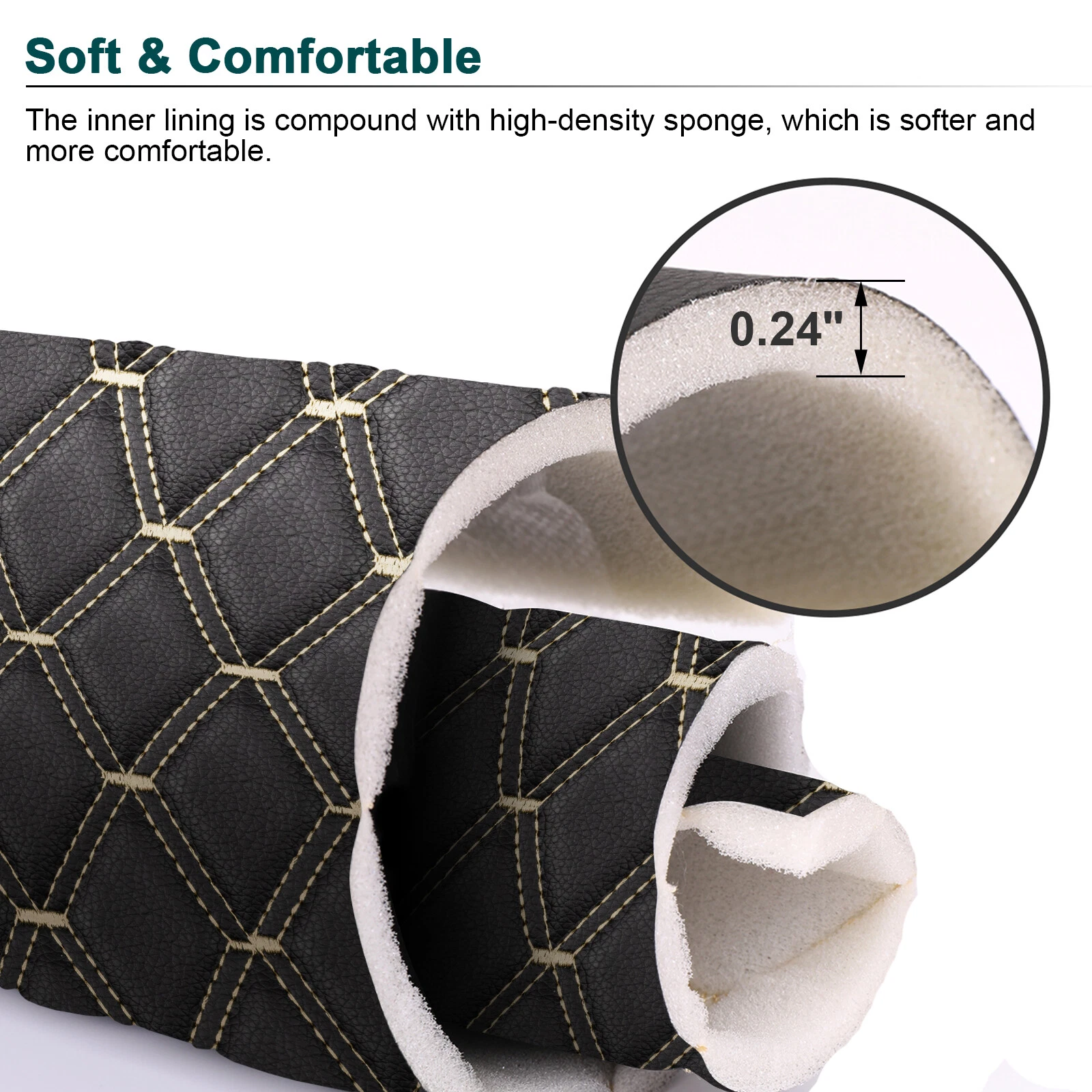 63" W Automotive Headliners Fabric, Waterproof Vinyl Faux Leather Upholstery Material Foam Backed for Car Seat Trunk Floor Mat Furniture Chair DIY Black 2 Yard