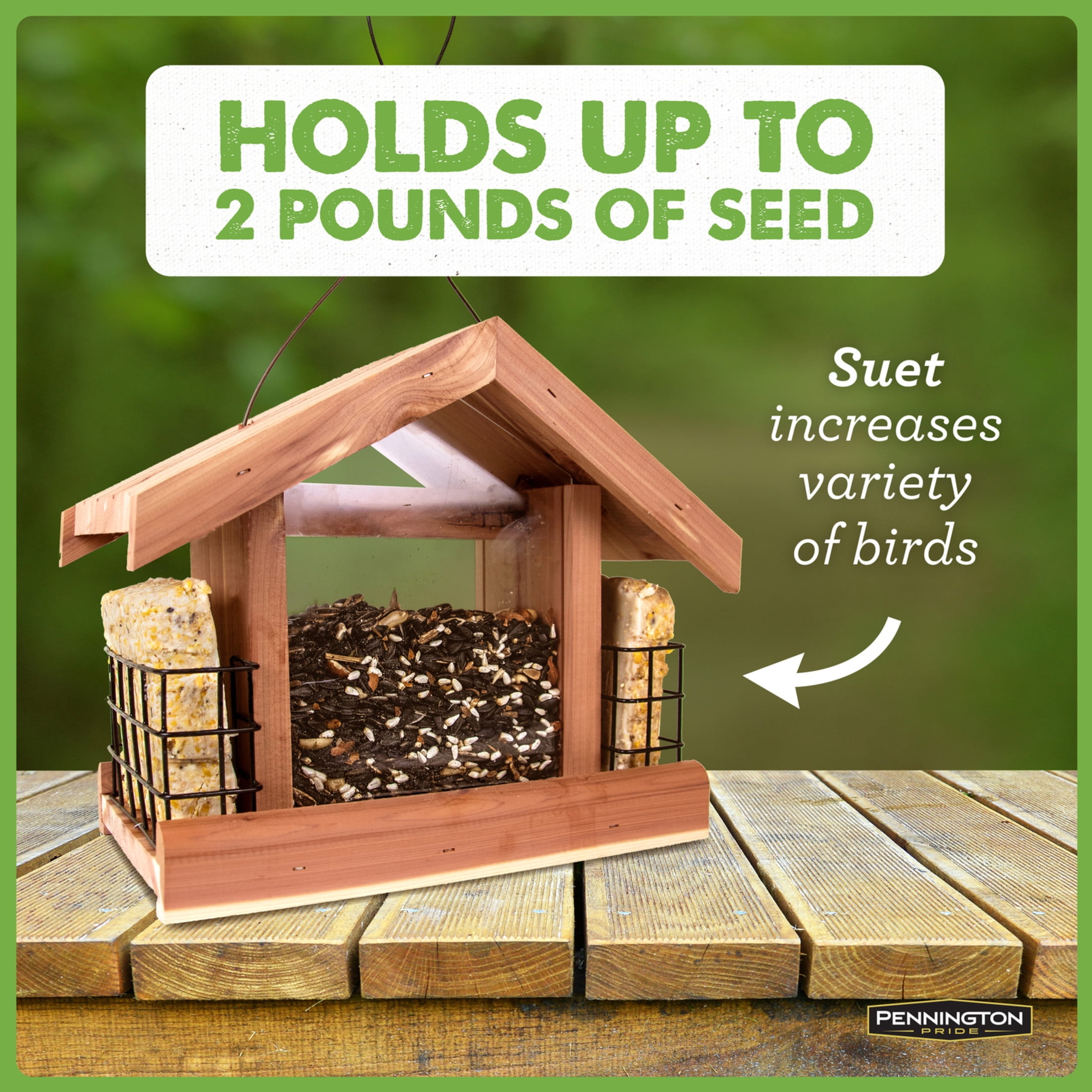 Pennington Cedar Chalet Bird Feeder 2 Pounds & 2 Suet Cakes
