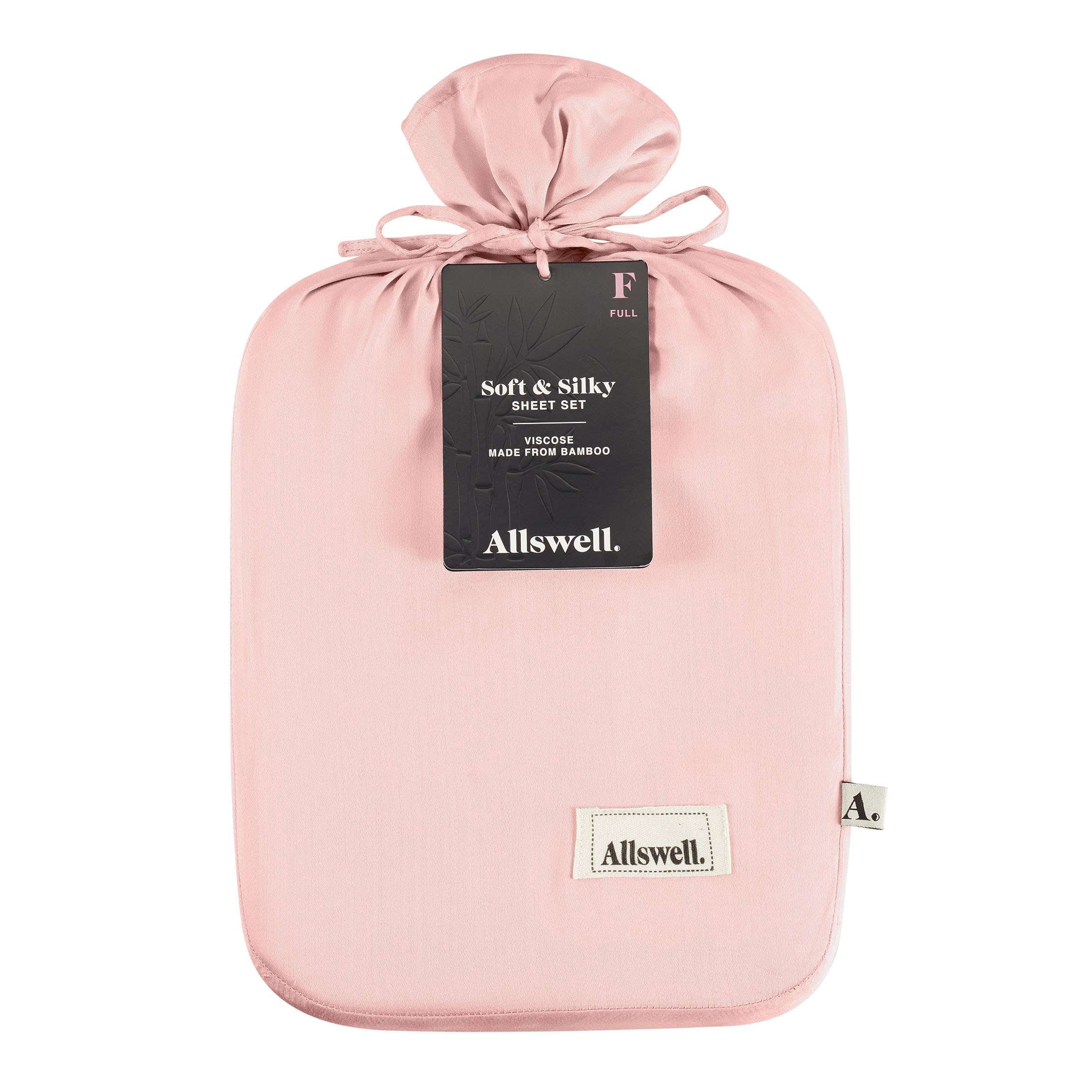 Allswell Soft & Silky 4-Piece Viscose from Bamboo Sateen Bed Sheet Set, Pink Cove, Queen